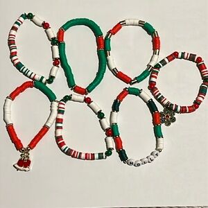 Set of 7 Christmas Stretch Bracelets